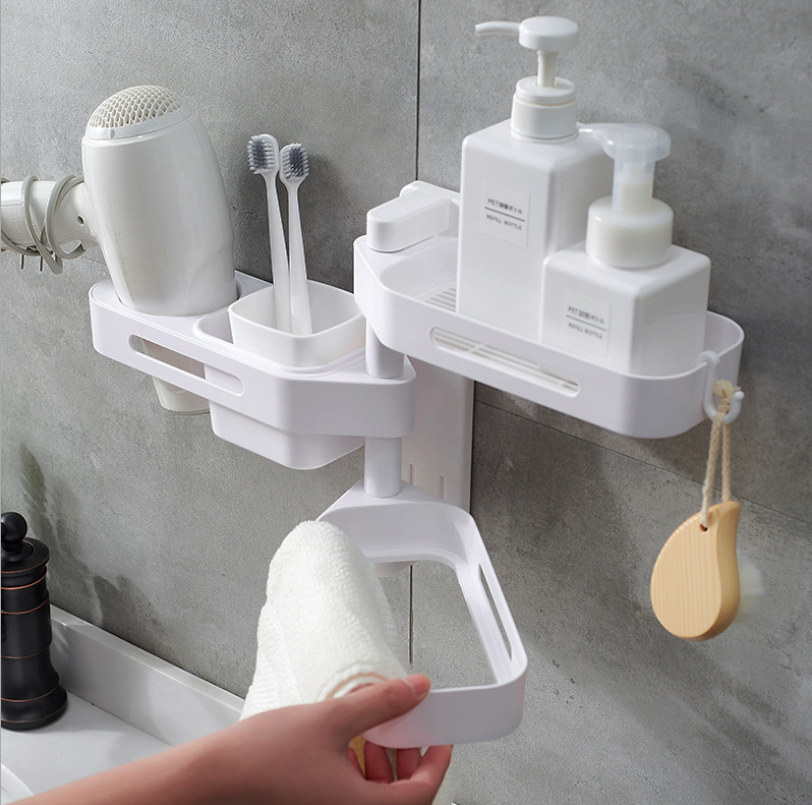 Rotating wall-mounted storage box kitchen bathroom toilet debris plastic punch-free storage finishing box