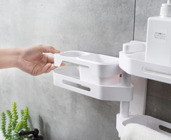 Rotating wall-mounted storage box kitchen bathroom toilet debris plastic punch-free storage finishing box